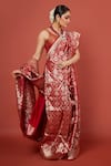 Pinki Sinha_Red Banarasi Pure Silk Handwoven Diamond Saree With Running Blouse _at_Aza_Fashions