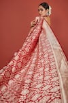 Buy_Pinki Sinha_Red Banarasi Pure Silk Handwoven Diamond Saree With Running Blouse 