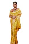 VISHWA BY PINKI SINHA_Yellow Banarasi Pure Silk Handwoven Lotus Saree With Running Blouse _Online_at_Aza_Fashions