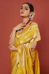 Buy_Pinki Sinha_Yellow Banarasi Pure Silk Handwoven Lotus Saree With Running Blouse _Online_at_Aza_Fashions