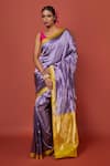 Buy_VISHWA BY PINKI SINHA_Purple Banarasi Pure Silk Handwoven Abstract Saree With Running Blouse _at_Aza_Fashions