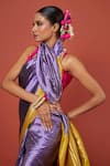 VISHWA BY PINKI SINHA_Purple Banarasi Pure Silk Handwoven Abstract Saree With Running Blouse _Online_at_Aza_Fashions