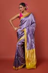 Buy_Pinki Sinha_Purple Banarasi Pure Silk Handwoven Abstract Saree With Running Blouse _Online_at_Aza_Fashions