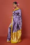 Shop_Pinki Sinha_Purple Banarasi Pure Silk Handwoven Abstract Saree With Running Blouse _Online_at_Aza_Fashions