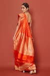 Shop_VISHWA BY PINKI SINHA_Orange Banarasi Pure Silk Handwoven Floral Butta Saree With Running Blouse _at_Aza_Fashions