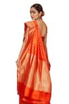 Buy_Pinki Sinha_Orange Banarasi Pure Silk Handwoven Floral Butta Saree With Running Blouse 