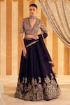 Buy_Ridhi Mehra_Purple Blouse And Dupatta Net Embellished Qaruna Lotus Applique Lehenga Set _at_Aza_Fashions