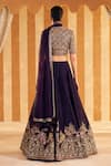 Shop_Ridhi Mehra_Purple Blouse And Dupatta Net Embellished Qaruna Lotus Applique Lehenga Set _at_Aza_Fashions