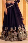 Buy_Ridhi Mehra_Purple Blouse And Dupatta Net Embellished Qaruna Lotus Applique Lehenga Set _Online_at_Aza_Fashions