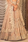 Ridhi Mehra_Gold Net Embellished Sequin V-neck Sukhan Pearl Floral Bridal Lehenga Set _at_Aza_Fashions