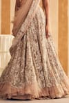 Ridhi Mehra_Gold Net Embellished Sequin Inaara Embroidered Floral Jaali Bridal Lehenga Set _Online_at_Aza_Fashions