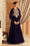 Buy_Ridhi Mehra_Purple Anarkali Georgette Embellished Banafsha Floral Patchwork With Dupatta _at_Aza_Fashions