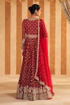 Shop_Ridhi Mehra_Red Anarkali Georgette Pareesa Floral Zardozi Embroidered With Dupatta _at_Aza_Fashions