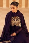 Buy_Ridhi Mehra_Purple Short Anarkali And Gharara Chiffon Embellished Sequin Round Anjum Set _Online_at_Aza_Fashions