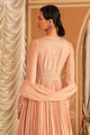 Shop_Ridhi Mehra_Pink Anarkali Silk Embroidery Cutdana Naqsh Bloom Gathered With Dupatta _at_Aza_Fashions