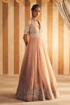 Shop_Ridhi Mehra_Pink Anarkali Net/organza Embroidery Tehseen Gul Gathered With Dupatta _Online_at_Aza_Fashions