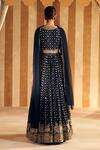 Shop_Ridhi Mehra_Blue Anarkali Silk Embroidery Gota V Neck Ibtida Gulshan With Dupatta _at_Aza_Fashions