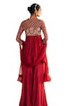 Ridhi Mehra_Red Anarkali And Gharara Silk Embroidery Gota V Neck Qasida Gulbahar Short Set _Online_at_Aza_Fashions