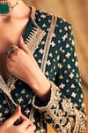 Ridhi Mehra_Green Georgette Embroidery Aari Camp Zeeb Mughal Bloom Jacket With Gharara _Online