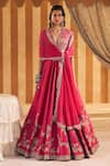 Buy_Ridhi Mehra_Pink Blouse And Dupatta Net Embellished Sequin Tabeer Floral Bead Lehenga Set _at_Aza_Fashions