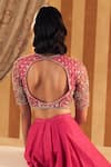 Shop_Ridhi Mehra_Pink Blouse And Dupatta Net Embellished Sequin Tabeer Floral Bead Lehenga Set _at_Aza_Fashions