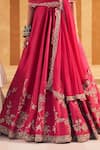 Buy_Ridhi Mehra_Pink Blouse And Dupatta Net Embellished Sequin Tabeer Floral Bead Lehenga Set _Online_at_Aza_Fashions