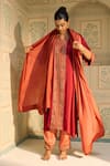 Sarang Kaur_Orange Satin Georgette Hand Embroidered Beads Seerat Geometric Pattern Dupatta _Online_at_Aza_Fashions