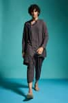 Buy_Dash and Dot_Grey 100% Organic Viscose Solid Uneven Hem Long Shirt _Online_at_Aza_Fashions