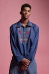 Buy_Dash And Dot_Blue Tencel Embroidery Denim Popover Shirt _Online_at_Aza_Fashions