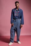 Shop_Dash And Dot_Blue Tencel Embroidery Denim Popover Shirt _Online_at_Aza_Fashions