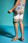 Dash and Dot_Multi Color 100% Viscose Hand-painted Prints Mediterranean Casablanca Shorts _Online_at_Aza_Fashions