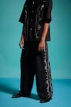 Shop_Dash and Dot_Black 100% Tencel Embroidery Thread Saloon Pant _Online_at_Aza_Fashions