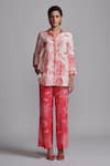 Dash and Dot_Peach 100% Viscose Print Floral Collar Shirt With Pant _at_Aza_Fashions