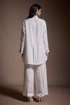 Shop_Dash And Dot_Ivory 100% Tencel Embroidery Gara Floral Collar Shirt With Pant _at_Aza_Fashions