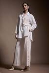Buy_Dash And Dot_Ivory 100% Tencel Embroidery Gara Floral Collar Shirt With Pant _Online_at_Aza_Fashions