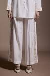 Dash And Dot_Ivory 100% Tencel Embroidery Gara Floral Collar Shirt With Pant _at_Aza_Fashions