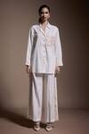Shop_Dash And Dot_Ivory 100% Tencel Embroidery Gara Floral Collar Shirt With Pant 