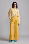 Dash And Dot_Yellow Tencel Collared Contrast Piping Shirt With Pant _Online_at_Aza_Fashions
