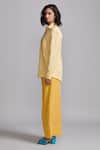 Shop_Dash And Dot_Yellow Tencel Collared Contrast Piping Shirt With Pant _Online_at_Aza_Fashions