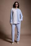 Buy_Dash And Dot_Blue Polyester Collared Two Tone Shirt With Pant _at_Aza_Fashions