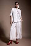 Buy Dash And Dot Ivory Tencel Embroidery Collared Floral Cross Stitch Shirt With Pant at Aza Fashions Buy_Dash And Dot_Ivory Tencel Embroidery Collared Floral Cross Stitch Shirt With Pant _at_Aza_Fashions