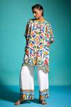 Buy_Dash And Dot_Multi Color Viscose Collared Casablanca Hand Painted Shirt With Pant _at_Aza_Fashions