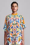Dash And Dot_Multi Color Viscose Collared Casablanca Hand Painted Shirt With Pant _at_Aza_Fashions