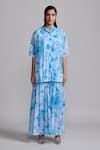 Dash And Dot_Blue Polyester Floral Print Culottes _Online_at_Aza_Fashions
