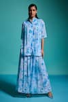 Buy_Dash And Dot_Blue Polyester Floral Print Culottes _Online_at_Aza_Fashions