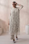 Buy_SAISHA_Ivory Organza Embroidered Floral Kurta Round Neck Jacket With Set _at_Aza_Fashions