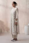 Buy_SAISHA_Ivory Organza Embroidered Floral Kurta Round Neck Jacket With Set _Online_at_Aza_Fashions