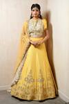 Buy_SAISHA_Yellow Silk Duppion Embroidered Dabka Ruffle Lehenga Blouse Set _at_Aza_Fashions