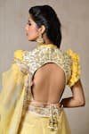 SAISHA_Yellow Silk Duppion Embroidered Dabka Ruffle Lehenga Blouse Set _Online_at_Aza_Fashions