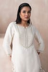 Buy_SAISHA_Ivory Chinese Silk Embellished Sequin Notched Floral Kurta Sharara Set _Online_at_Aza_Fashions